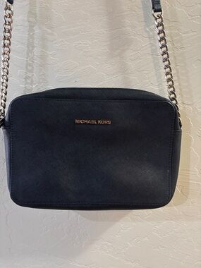 Michael Kors Black Crossbody with Gold-Tone Chain Strap